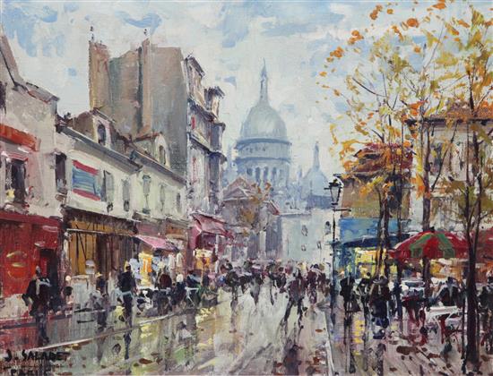 § Jean Salabet (b.1900) Montmarte, the Sacre Coeur beyond, 10 x 13.5in.